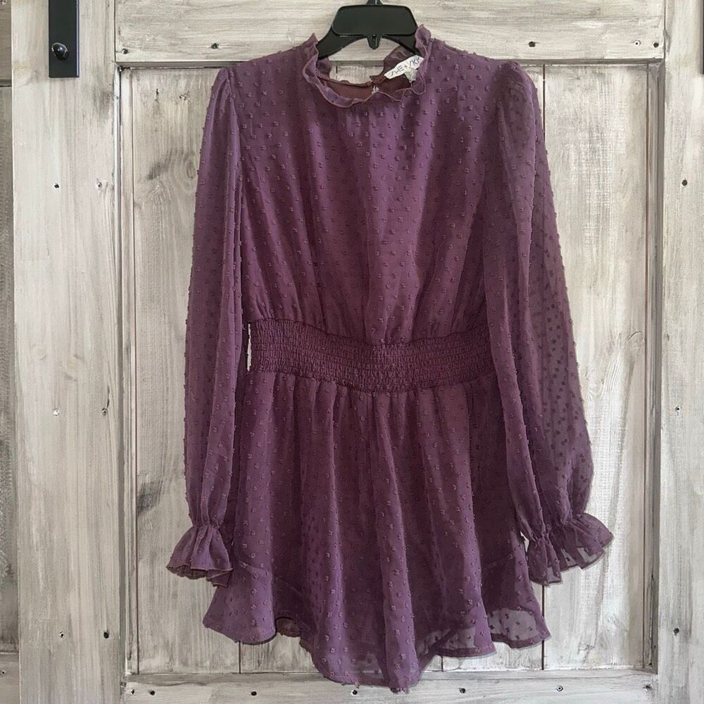 She Sky Chocolate Brown Swiss Dot Ruffle Romper
